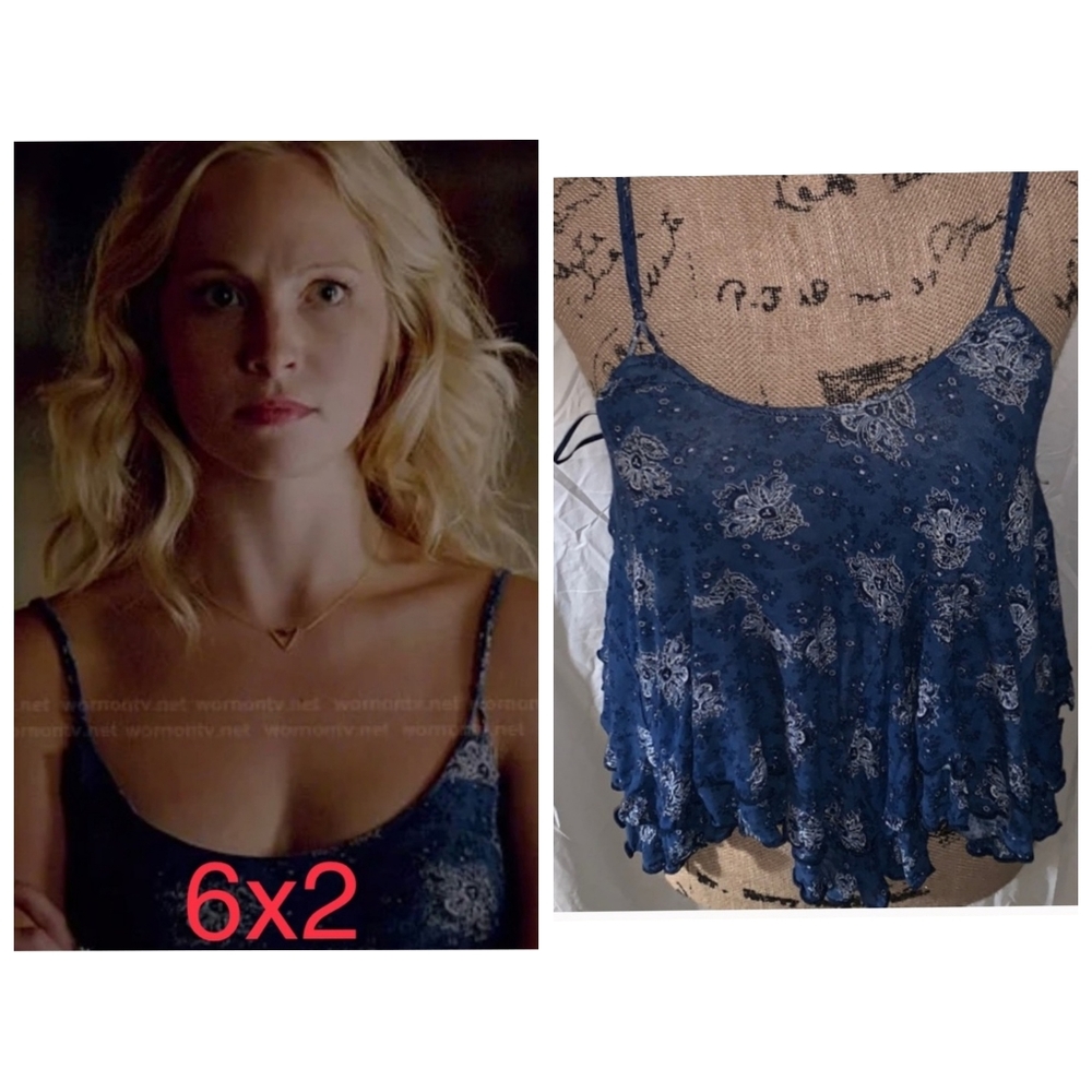Caroline Forbes Free People Blue Open Back Tank XS